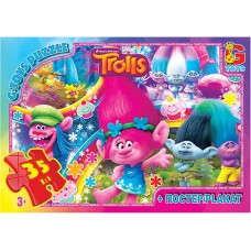 Пазлы картонные Тролли, 35 элементов, G-Toys TR0077