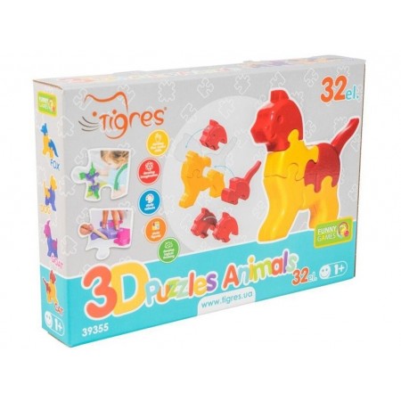 3D пазлы - Животные 4 шт 32 элемента Tigres 39355 3D пазлы - Животные 4 шт 32 элемента Tigres 39355