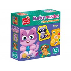 Игра развивающая пазлы картонные с игрой, Домашние любимцы, Vladi Toys VT1722-25