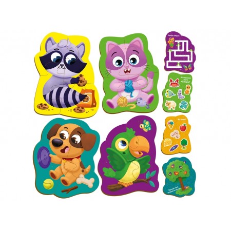 Игра развивающая пазлы картонные с игрой, Домашние любимцы, Vladi Toys VT1722-25