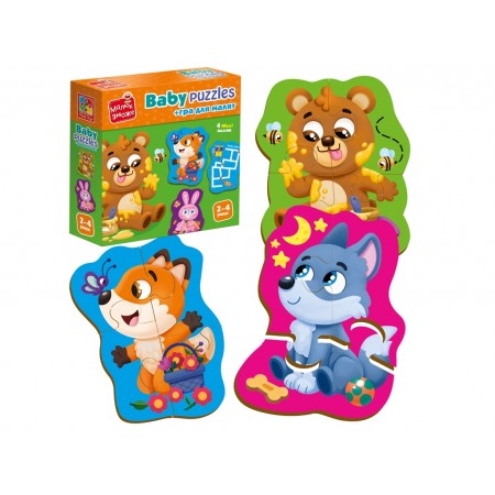 Игра развивающая пазлы картонные с игрой, Лесные звери, Vladi Toys VT1722-26