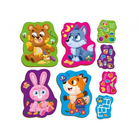 Игра развивающая пазлы картонные с игрой, Лесные звери, Vladi Toys VT1722-26