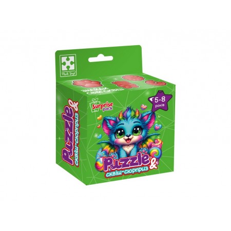 Игра развивающая пазлы и сквиш-сюрприз Бирюзовый дракончик, Vladi Toys VT8030-04