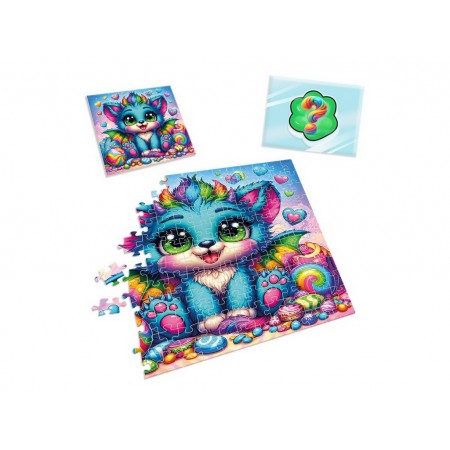 Игра развивающая пазлы и сквиш-сюрприз Бирюзовый дракончик, Vladi Toys VT8030-04