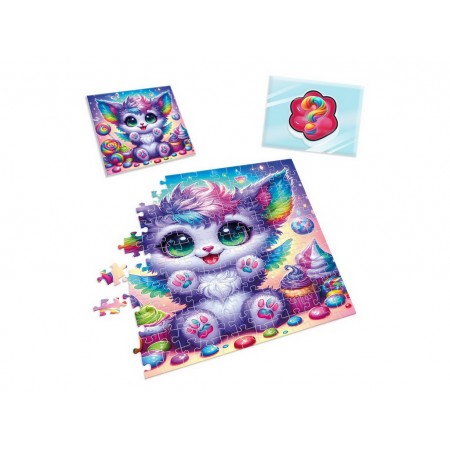 Игра развивающая пазлы и сквиш-сюрприз Цветной котенок, Vladi Toys VT8030-12
