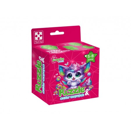 Игра развивающая пазлы и сквиш-сюрприз Цветной котенок, Vladi Toys VT8030-12