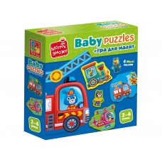 Игра развивающая пазлы картонные с игрой,Транспорт, Животные, Vladi Toys VT1722-28