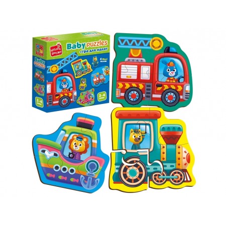 Гра розвиваюча пазли картонні з грою,Транспорт, Тварини, Vladi Toys VT1722-28