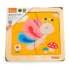 Деревянный пазл Viga Toys Бабочка 4 элемента для малышей