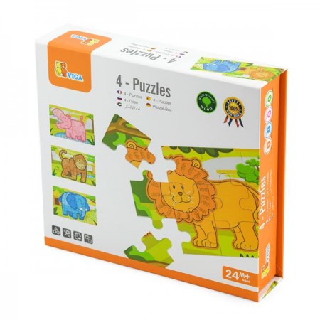 Деревянный пазл Viga Toys Джунгли 4 в 1, 48 эл. Деревянный пазл Viga Toys Джунгли 4 в 1, 48 эл.