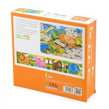 Деревянный пазл Viga Toys Джунгли 4 в 1, 48 эл. Деревянный пазл Viga Toys Джунгли 4 в 1, 48 эл.