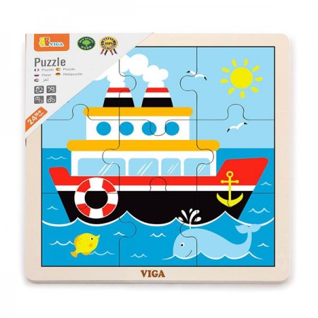 Дерев'яний пазл Viga Toys Кораблик, 9 ел. Дерев'яний пазл Viga Toys Кораблик, 9 ел.