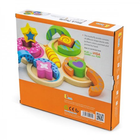 Деревянный пазл-сортер Viga Toys Бабочка