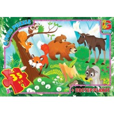 Детский пазл G Toys Лесные животные 35 элементов с постером