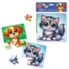  Пазли м`які А4 "Котик та песик" VT1102-37 "Vladi Toys", 2 пазли, 9 і 16 елементів, у пакеті