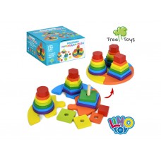 Іграшка дерев’яна пірамідка-пазл MD 1379 Геометрика 17 см, Tree Toys