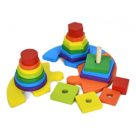 Іграшка дерев’яна пірамідка-пазл MD 1379 Геометрика 17 см, Tree Toys Іграшка дерев’яна пірамідка-пазл MD 1379 Геометрика 17 см, Tree Toys