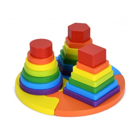 Іграшка дерев’яна пірамідка-пазл MD 1379 Геометрика 17 см, Tree Toys Іграшка дерев’яна пірамідка-пазл MD 1379 Геометрика 17 см, Tree Toys