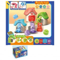 Игра 805-3 домики 12-11-8см 4шт, животные на подставке(пазл) 4шт, открываются двери, в коробке, 22,5-11,5-16,5см