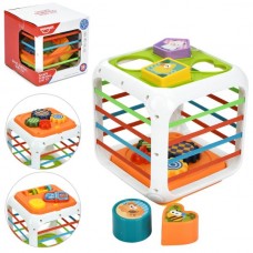 Игра HE0555 куб, 14,5-14,5-16см, грани-резинки, фигурки, шестерни, пискавка, подвижные детали, в кор-ке