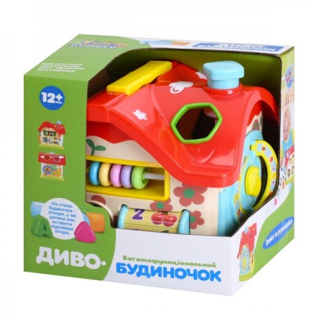 Игра M 0001 U/R домик-логика, 20см, сортер, счеты, шестеренки, часы, пищалка, в кор-ке