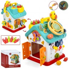 Игра YL515 бизидом,руль,замки+ключи,спинер,часы,подвижные детали,дверь с засовами,игра Накорми птицу,муз,на бат-ке,в кор-ке,25,5-28-23,5