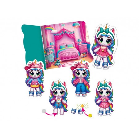 Гра з липучками Єдиноріжка, Vladi Toys, набір одягу та фон для перевдягання VT1320-01