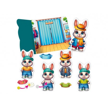 Игра с липучками Зайчик, Vladi Toys, набор одежды и фон для переодевания VT1320-04