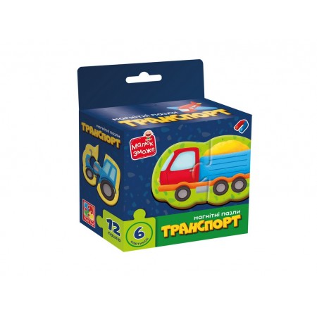 Игра развивающая магнитные пазлы Транспорт, Vladi Toys, 12 элементов, 6 фигур VT1733-02