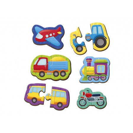 Игра развивающая магнитные пазлы Транспорт, Vladi Toys, 12 элементов, 6 фигур VT1733-02