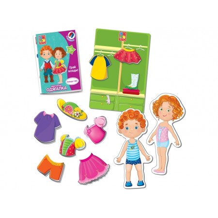 Магнітна одягалка Олівер і Мія, Vladi Toys VT3702-12 Магнітна одягалка Олівер і Мія, Vladi Toys VT3702-12