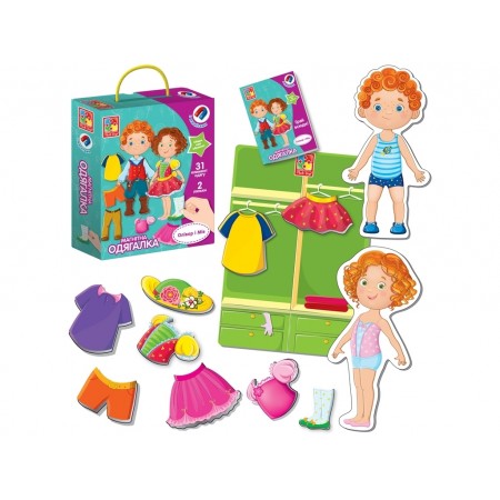 Магнітна одягалка Олівер і Мія, Vladi Toys VT3702-12 Магнітна одягалка Олівер і Мія, Vladi Toys VT3702-12