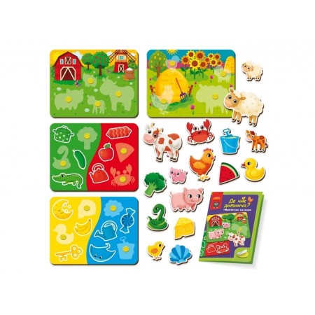 Игра развивающая с липучками, Где чей детеныш? Изучаем цвета, Vladi Toys VT1310-05