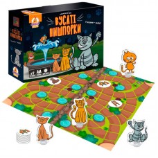  Гра настільна маршрутна "Вусаті нишпорки" VT8055-44 "Vladi Toys", гральне поле, 16 жетонів, 4 фігурки котів, 4 підставки, гральний кубик, правила гри, в коробці
