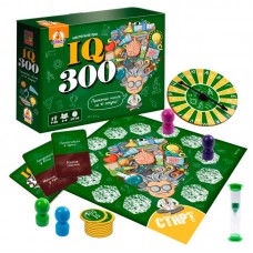  Гра настільна розважальна "IQ300" VT8055-46 "Vladi Toys", гральне поле, 50 карток, 9 жетонів, 4 пішаки, колесо фортуни, пісочний годинник, правила гри, в коробці