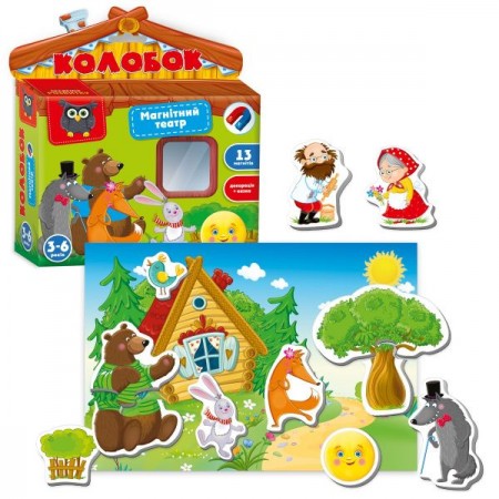 Гра настільна Vladi Toys магнітний театр Академія розвитку "Колобок" VT3206-30 Комплектація: 13 магнітів, декорація+казка.
Вік: 3-6 років.
Розмір: 185 x 45 x 190 мм