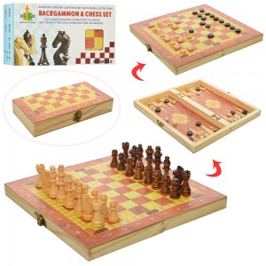 Шахматы 1680EC деревянные, 3в1 шашки, нарды