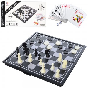 Шахматы 9888A магнитные, 3в1 шашки, карты