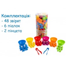 Обучающая игра Умные зверята, 56 деталей, для сортировки по цветам, Enotik 3-005 Обучающая игра Умные зверята, 56 деталей, для сортировки по цветам, Enotik 3-005