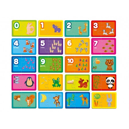 Пазлы Найди пару, Считаем до 10, Кто что ест, Vladi Toys VT5003-01 Пазлы Найди пару, Считаем до 10, Кто что ест, Vladi Toys VT5003-01