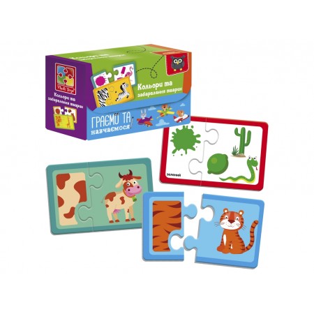Пазлы Найди пару, Цвета и окраска животных, Vladi Toys VT5003-02 Пазлы Найди пару, Цвета и окраска животных, Vladi Toys VT5003-02
