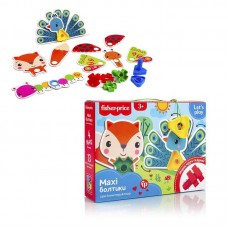  Гра конструктор "Fisher-Price MAXI Болтики" VT2905-23 "Vladi Toys", 13 двосторонніх карток, 4 болтики, 4 гайки