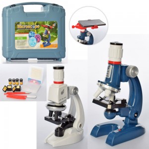 Микроскоп C2172-C2173 21 см, свет, пробирки, инструменты, в чемодане