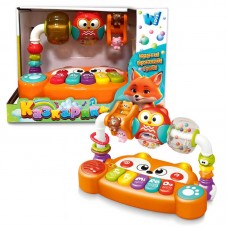 Музичний центр "Казкарики" 83339 "WToys", ОЗВУЧУВАННЯ УКРАЇНСЬКОЮ МОВОЮ, підсвічування, пісні, казки, віршики, ноти, брязкальця, кільця, каруселі, перемикач режимів, кріплення-липучки, в коробці