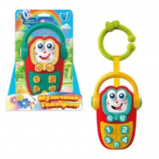 Музичний телефон 50466 "WToys", 2 види, ОЗВУЧЕННЯ УКРАЇНСЬКОЮ МОВОЮ, підсвічування, озвучені репліки, цифри, 4 пісні, 4 казки, в коробці