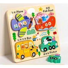 Дерев'яні пазли-вкладиші BabyToy, 4 штуки