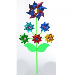 Ветрячок M 6238 цветок, на палочке 30 см, фольга