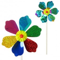 Детский ветрячок цветок фольга диаметр 14 см BabyToys М 2410