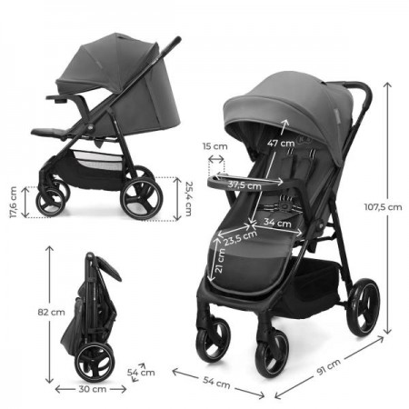 Прогулянкова коляска Kinderkraft Trig 3 Tray Grey KSTRIG03GRY000T
