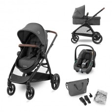 Универсальная коляска 3 в 1 Maxi-Cosi Zelia S Trio с автокреслом CabrioFix S i-Size и сумкой темно-серый 